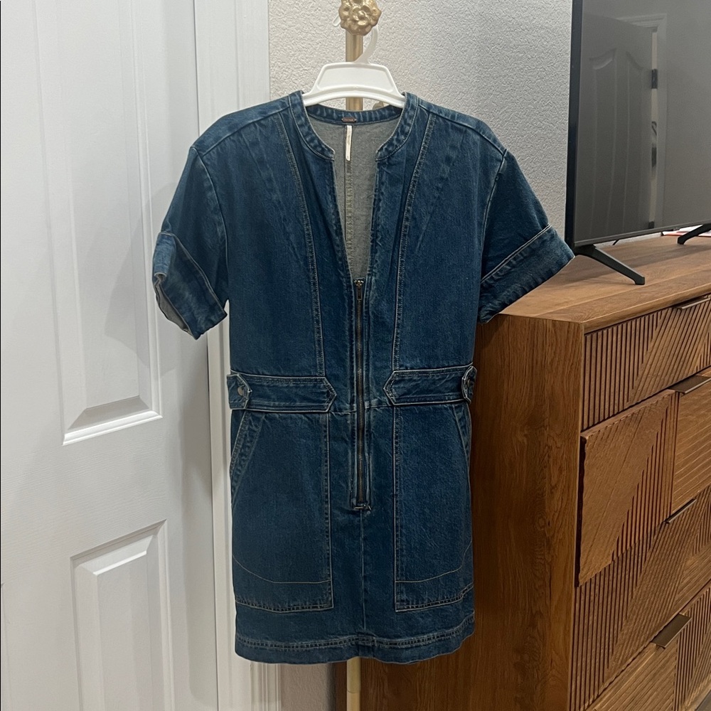 Free People Blue Denim Midi Dress